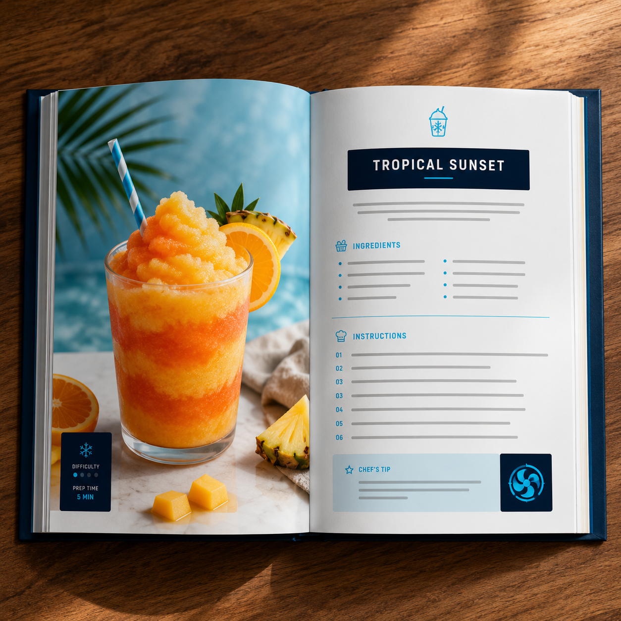 Sample recipe page — Tropical Sunset